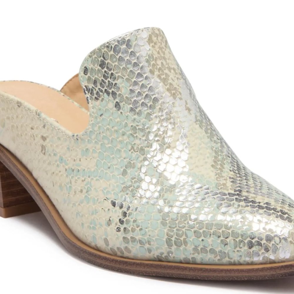 Faux snakeskin mule
